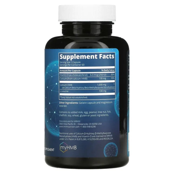 Гідроксиметилбутират, BCAA HMB 1000 (Muscle Maintenance), MRM, 60 капсул