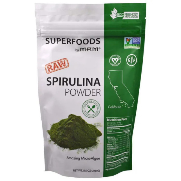 Спирулина, Spirulina, MRM, порошок, сырой, 240 г