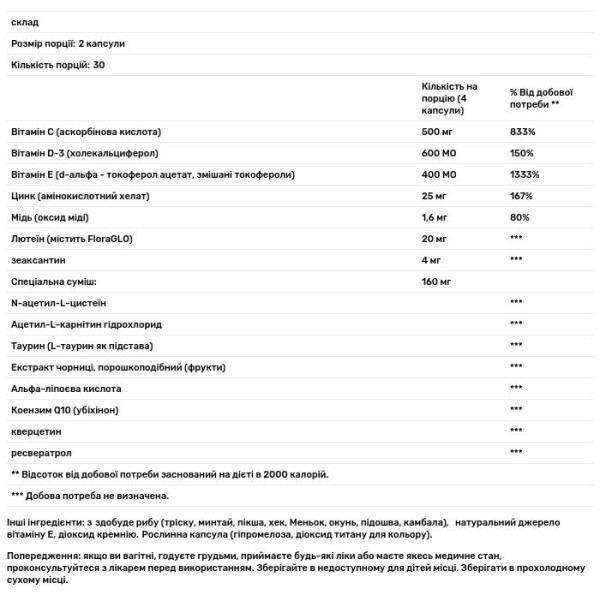 Комплекс для здоров'я очей, Ocular Formula Areds 2, Vision Quest Solutions, 60 капсул
