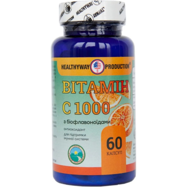 Вітамін С з біофлавоноїдами, Vitamin C, Healthyway Production Inc, 1000 мг, 60 капсул