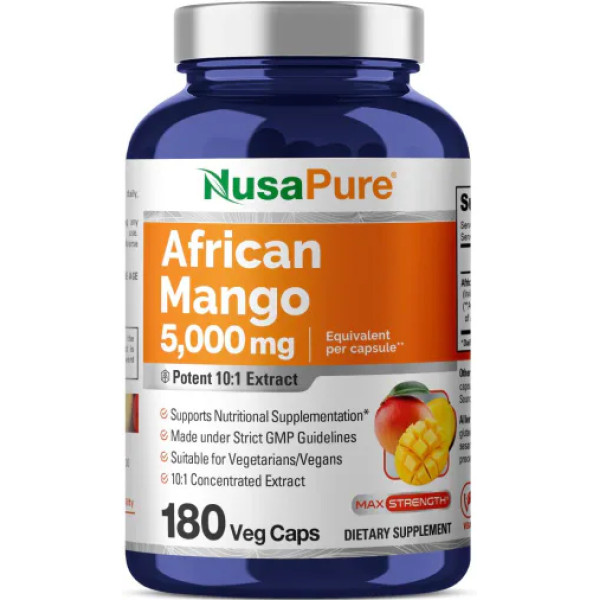 Африканський манго, African Mango, NusaPure, 5000 мг, 180 вегетаріанських капсул