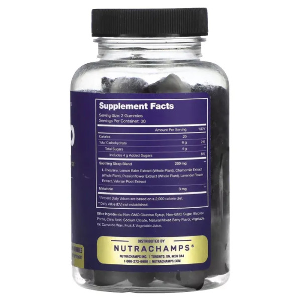 Комплекс для сну, Sleep, NutraChamps, смак натуральної ягоди, 60 веганських жувальних цукерок