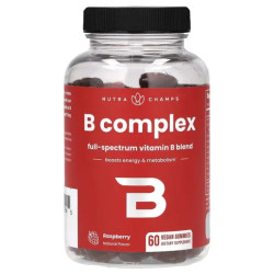 Комплекс витаминов группы B, аромат малины, NutraChamps B Complex, 60 веганских жевательных конфет