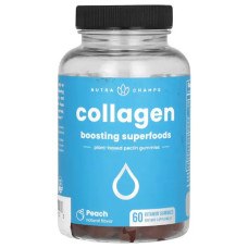 Колаген, жувальні, посилений суперфудами, персик, NutraChamps Collagen Gummies, 60 вітамінних жувальних цукерок