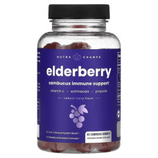 Бузина (самбукус), жувальні, аромат натуральної ягоди, NutraChamps Elderberry, 60 жувальних цукерок