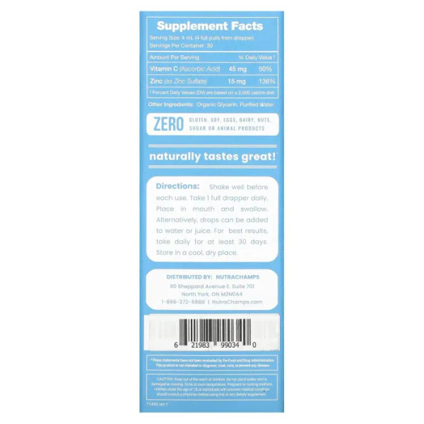 Іонний цинк, Zinc, Liquid Ionic, NutraChamps, неароматизований, 120 мл