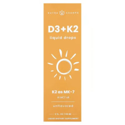 Вітаміни D3 та K2, рідкі краплі, без смаку, NutraChamps Vitamin D3+K2, 60 мл