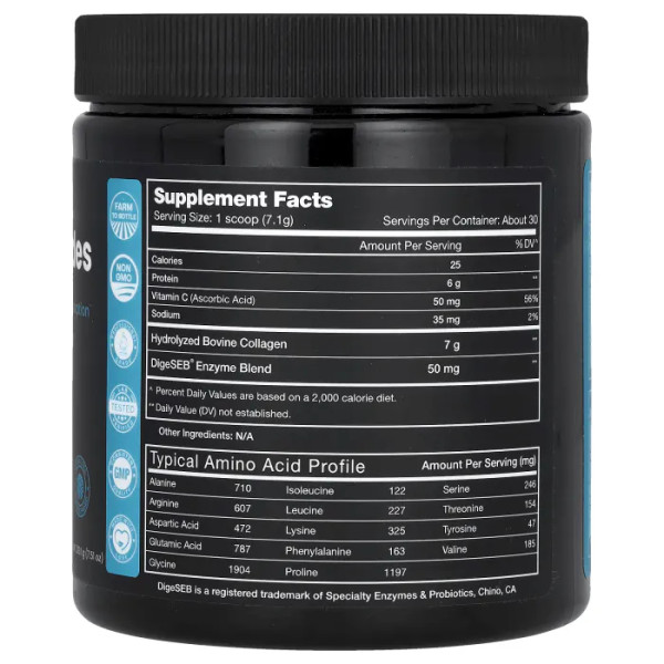 Пептиди колагену з травними ферментами для максимального засвоєння, Collagen Peptides, NutraChamps, без ароматизаторів, 213.1 г