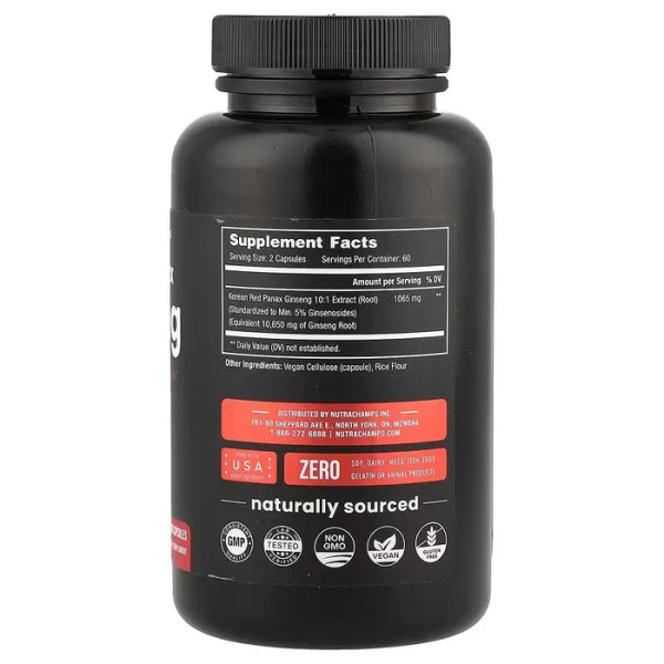 Корейський женьшень, Korean Panax Ginseng, NutraChamps, 1065 мг, 120 вегетаріанських капсул (532.5 мг на капсулу)