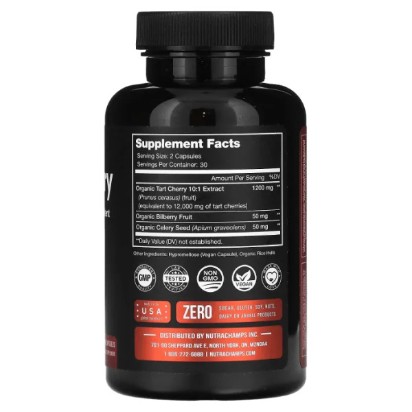 Терпка вишня, Tart Cherry, NutraChamps, 12000 мг, 60 веганських капсул