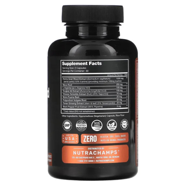 Екстракт горянки, Horny Goat Weed, NutraChamps, 60 веганських капсул