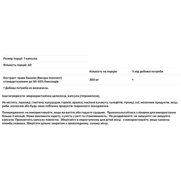 Бакопа, Bacopa Enlighten, Advanced Orthomolecular Research, 60 капсул