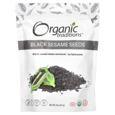 Насіння чорного кунжуту, Organic Traditions Black Sesame Seeds, 227 г