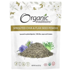 Семена чиа и льна пророщенные порошок, Organic Traditions Sprouted Chia & Flax Seed Powder, 227 г