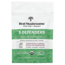 Гриби для імунітету, 5 Defenders Organic Mushroom Extract Powder Real Mushrooms, органічний екстракт, порошок, 45 г