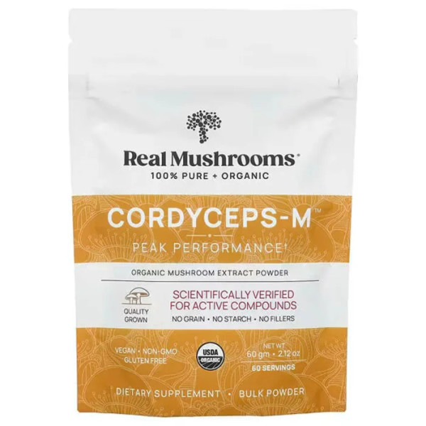 Гриб кордицепс, Cordycep-M™, Real Mushrooms, екстракт грибів, органічний порошок, 60 г
