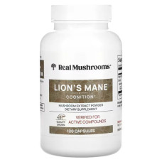 Їжачок гребінчастий для підтримки мислення, Real Mushrooms Lion's Mane, 120 вегетаріанських капсул