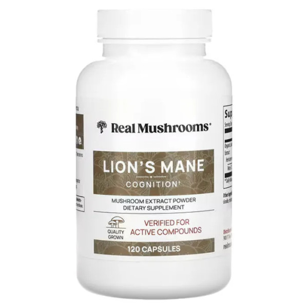 Їжовик гребінчастий, підтримка мислення, Lion's Mane, Real Mushrooms, 120 вегетаріанських капсул