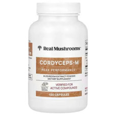 Кордіцепс, Real Mushrooms Cordycep M, 120 веганських капсул