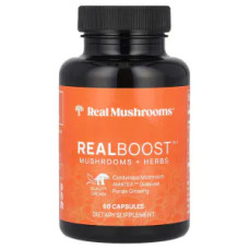 Кордіцепс з травами, RealBoost Mushrooms + Herbs Real Mushrooms, органічний екстракт, 60 веганських капсул