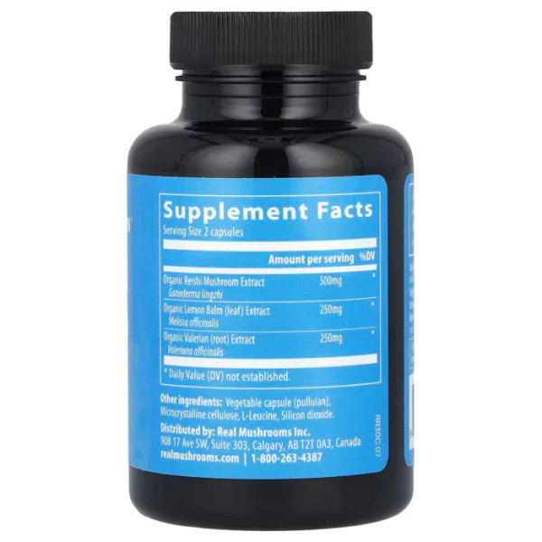 Гриби + трави, Reishi, Real Mushrooms, анти-стрес, екстракт грибів та трав, 60 веганських капсул