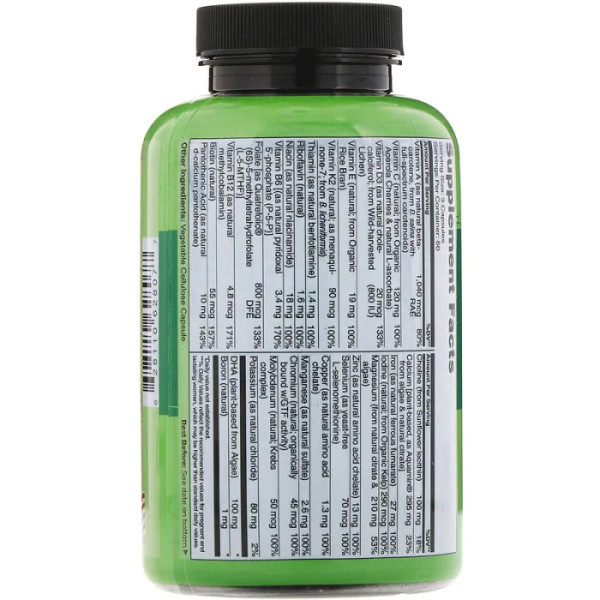 Мультивітаміни для вагітних, Prenatal Multivitamin, NATURELO, з фолієвою кислотою, залізом та кальцієм, 180 вегетаріанських капсул