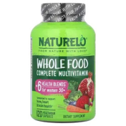 Мультивитамины для женщин 50+ цельнопищевой комплекс, Whole Food Multivitamin for Women 50+ NATURELO, 120 вегетарианских капсул