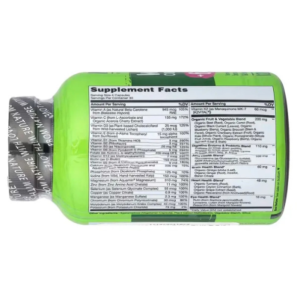 Мультивітаміни для жінок 50+, Whole Food Multivitamin for Women 50+, NATURELO, цільнохарчовий комплекс, 120 вегетаріанських капсул