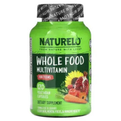 Мультивітаміни для підлітків, Whole Food Multivitamin for Teens NATURELO, 120 вегетаріанських капсул