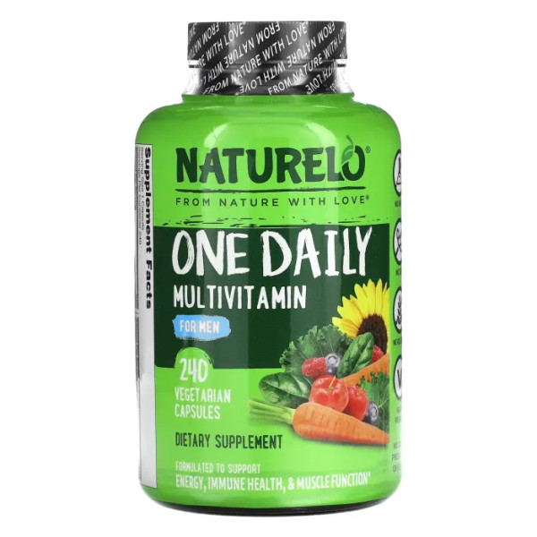 Мультивітаміни для чоловіків, Multivitamin for Men, NATURELO, One Daily, 240 вегетаріанських капсул