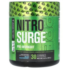 Передтренувальний комплекс, Pre-Workout Jacked Factory Nitro Surge, смак блакитна малина, 261 г