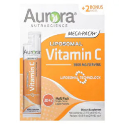 Вітамін C 3000 мг, ліпосомальний, Aurora Nutrascience Mega-Liposomal Vitamin C, 32 пакети по 20 мл