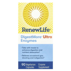 Травні ферменти, DigestMore™ Ultra Enzymes Renew Life, 90 вегетаріанських капсул