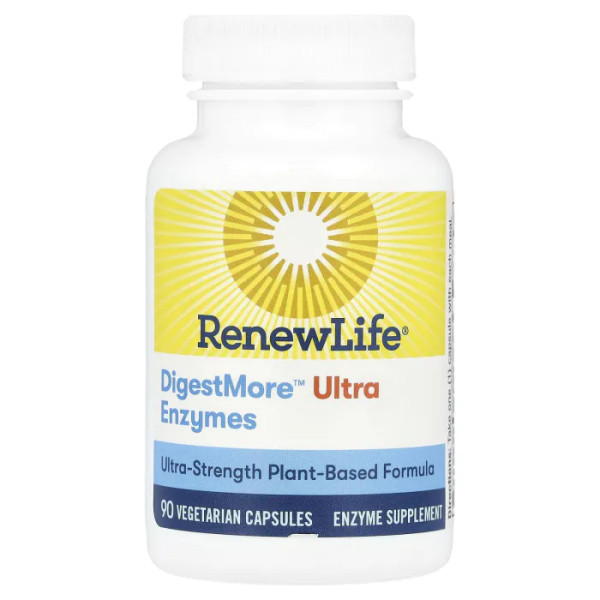 Травні ферменти, DigestMore™ Ultra Enzymes, Renew Life, 90 вегетаріанських капсул