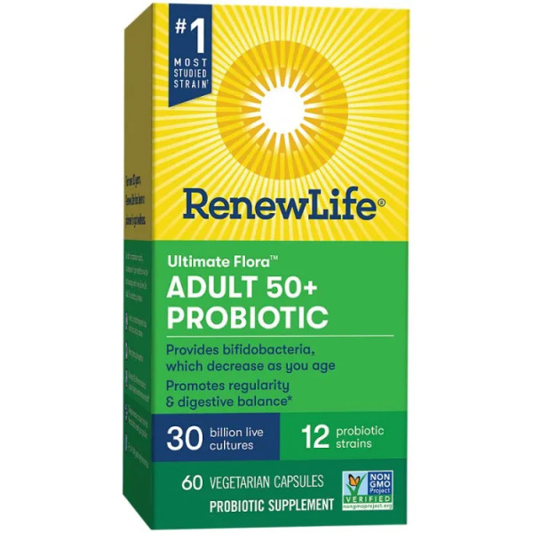 Пробіотик для людей старше 50 років, 30 млрд живих культур, Probiotic, Renew Life, 60 капсул