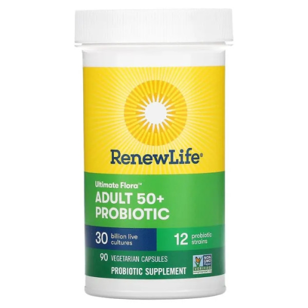 Пробіотики для дорослих 50+, Ultimate Flora Adult 50+ Probiotic, Renew Life, 30 млрд ДЕЯ, 90 вегетаріанських капсул