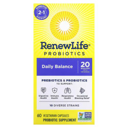 Пробиотики 20 млрд КОЕ, Renew Life Daily Balance Probiotics, 60 вегетарианских капсул