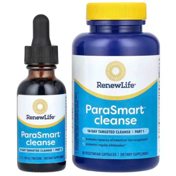 Засіб для очищення організму за 14 днів, ParaSmart Cleanse, Renew Life, 90 вегетаріанських капсул + 30 мл