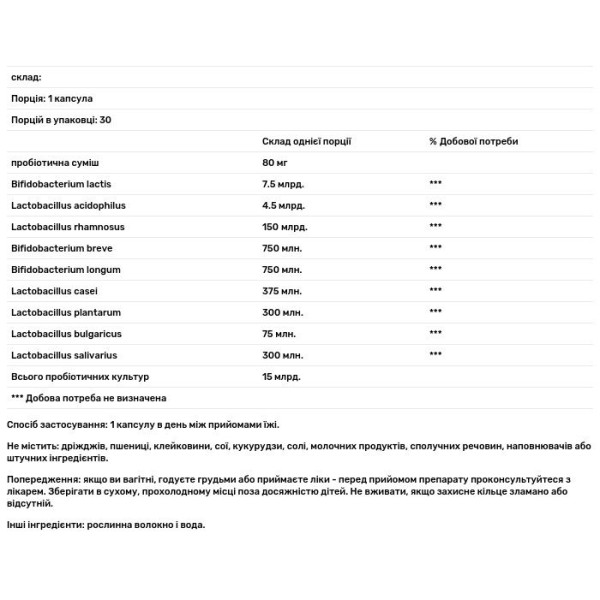 Пробіотик, Everyday, Renew Life, 15 млрд КУО, 30 вегетаріанських капсул