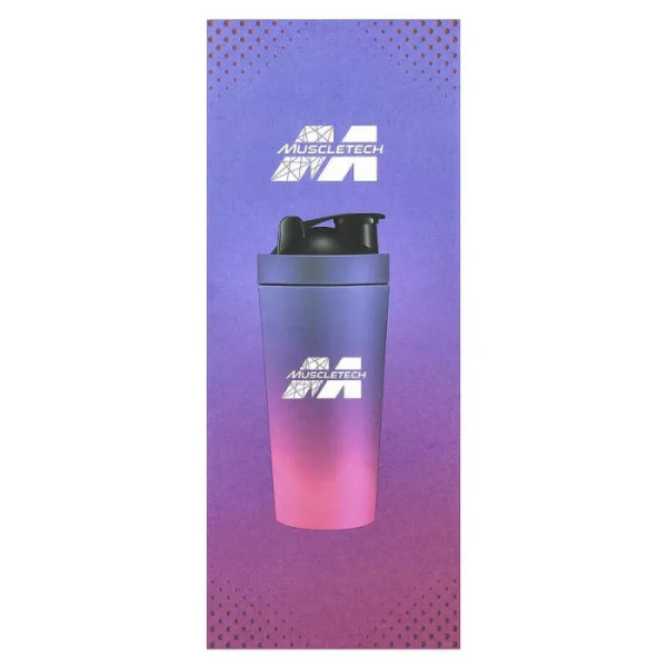 Пляшка-шейкер з нержавіючої сталі, Shaker Bottle, Muscletech, фіолетово-рожева, 739 мл