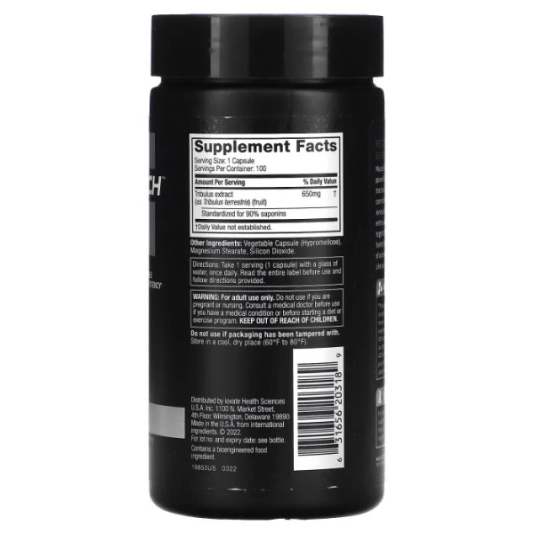 Трибулус, Platinum 100% Tribulus, Muscletech, 650 мг, 100 капсул