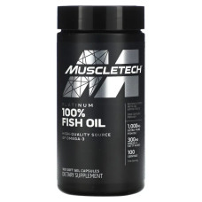 Риб'ячий жир 100% чистий, Muscletech Fish Oil, 100 гелевих капсул