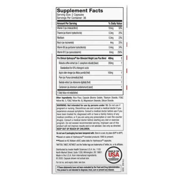 Зниження ваги, Pro Clinical Hydroxycut, Hydroxycut, без стимуляторів, 72 капсули зі швидким вивільненням