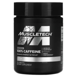 Кофеїн 220 мг, Muscletech Platinum 100% Caffeine, 125 таблеток