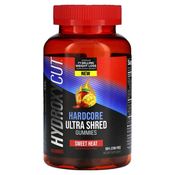 Комплекс для схуднення, Hardcore Ultra Shred Gummies, Hydroxycut, солодке тепло, 60 жувальних таблеток