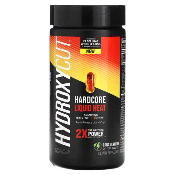 Жироспалювач, Hardcore Liquid Heat, Hydroxycut, 60 капсул