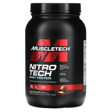 Сироватковий протеїн молочний шоколад, Nitro Tech Muscletech, джерело сироваткових пептидів та ізолятів, 998 г