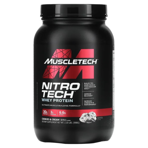 Сывороточный протеин, Nitro-Tech, Muscletech, печенье и сливки, 998 гр.