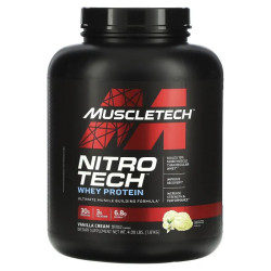 Сироватковий протеїн ваніль, Nitro-Tech Muscletech, джерело сироваткових пептидів та ізоляту, 1,81 кг