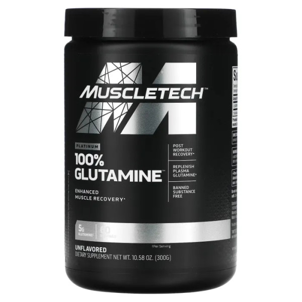 Глютамін 100%, Glutamine, Muscletech, порошок, без ароматизаторів, 5 г, 300 г